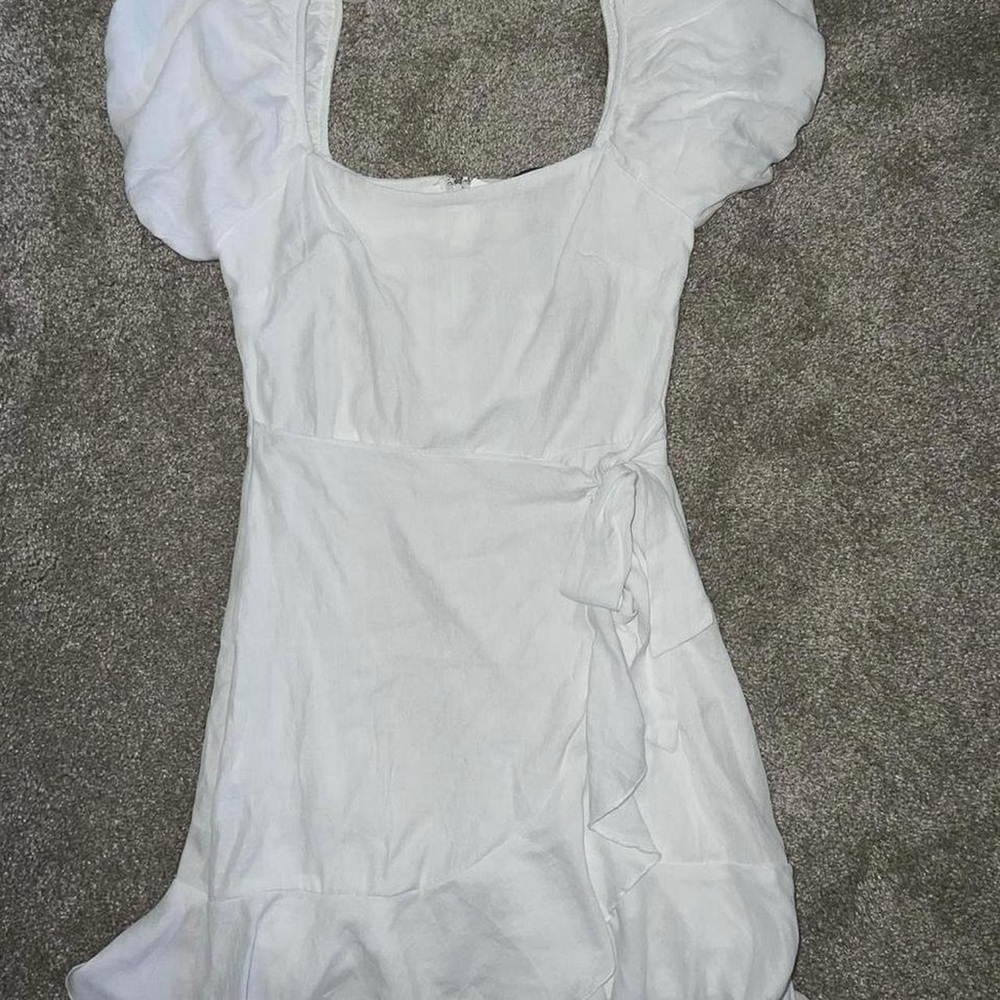 White Puff Sleeve Mini Dress